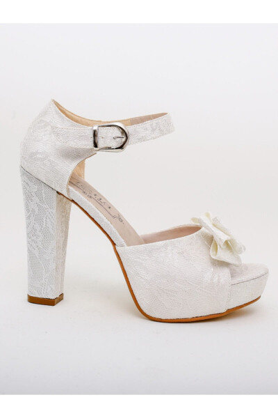 High Platform Lace Embroidered Wedding Shoes - 5