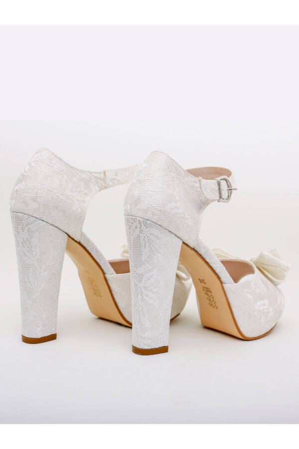 High Platform Lace Embroidered Wedding Shoes - 6