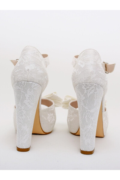 High Platform Lace Embroidered Wedding Shoes - 7