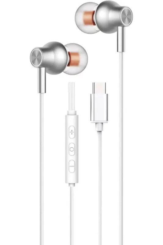 High Quality iPad iPhone 15/16/16 Plus/16 Pro Max Compatible Headset Silicone Tipped Magnetic-White2 - 1
