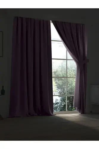 High Quality Lavender Color Blackout Curtain With Buckram Pleated Single Panel-LAVENDER COLOR - 1