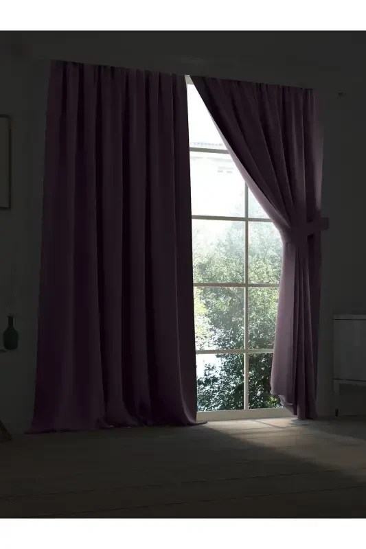 High Quality Lavender Color Blackout Curtain With Buckram Pleated Single Panel-LAVENDER COLOR - DEMOR HOME