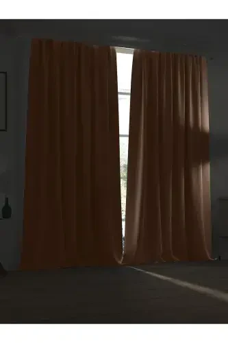 High Quality Light Brown Blackout Curtain Extrafor Pleated Single Panel-LIGHT BROWN - DEMOR HOME (1)