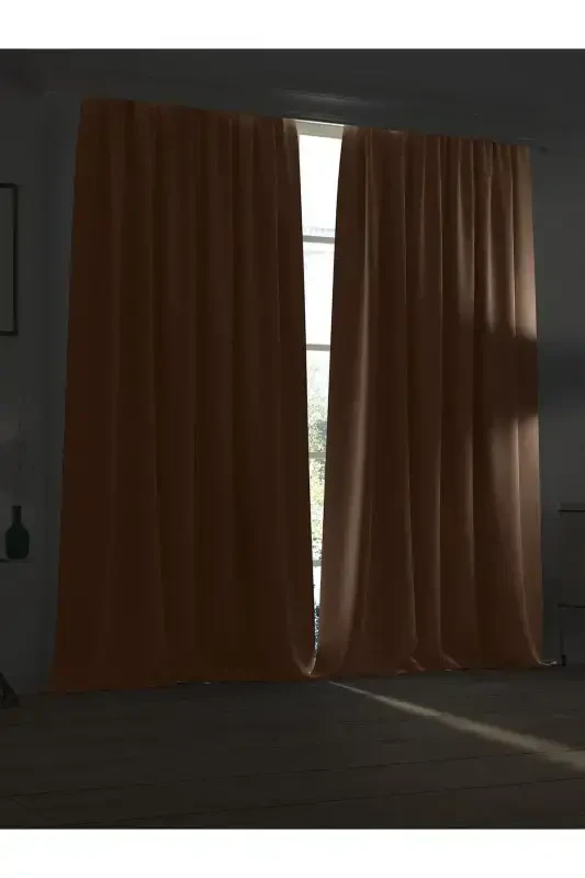 High Quality Light Brown Blackout Curtain Extrafor Pleated Single Panel-LIGHT BROWN - 2