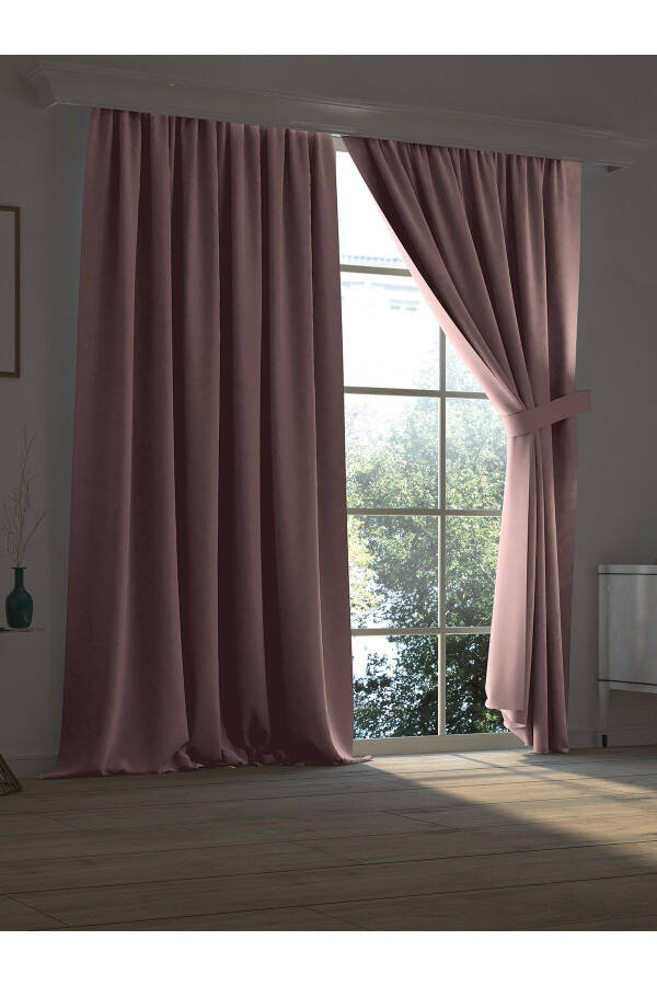 High Quality Powder Pink Blackout Curtain Extrafor Pleated Single Panel - 1