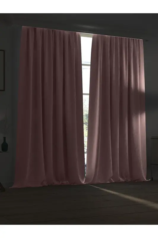 High Quality Powder Pink Blackout Curtain Extrafor Pleated Single Panel - 3