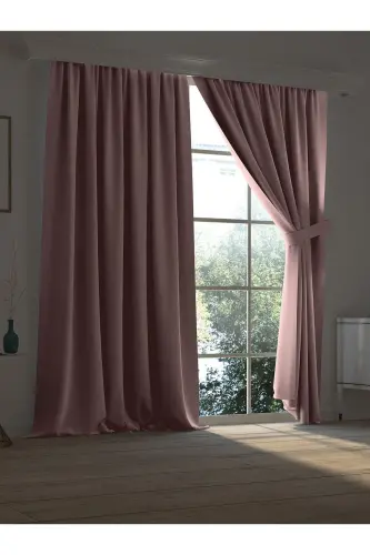 High Quality Powder Pink Blackout Curtain Extrafor Pleated Single Panel - DEMOR HOME (1)