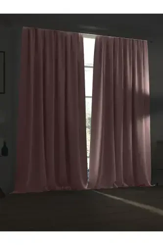 High Quality Powder Pink Blackout Curtain Extrafor Pleated Single Panel - Modazone (1)
