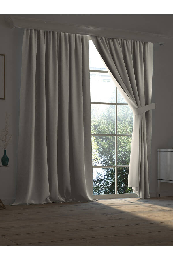 High Quality Stone Color Blackout Curtain Extrafor Pleated Single Wing - 8