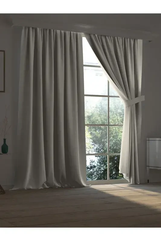 High Quality Stone Color Blackout Curtain Extrafor Pleated Single Wing - 2