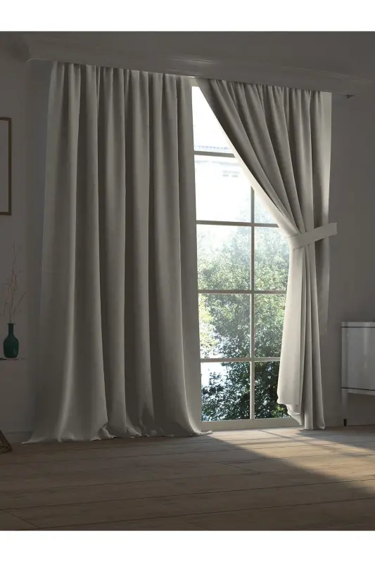 High Quality Stone Color Blackout Curtain Extrafor Pleated Single Wing - 2