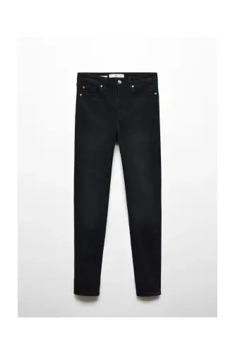 High-rise skinny jeans-Black denim - 1