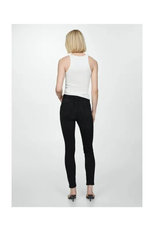 High-rise skinny jeans-Black denim - 2