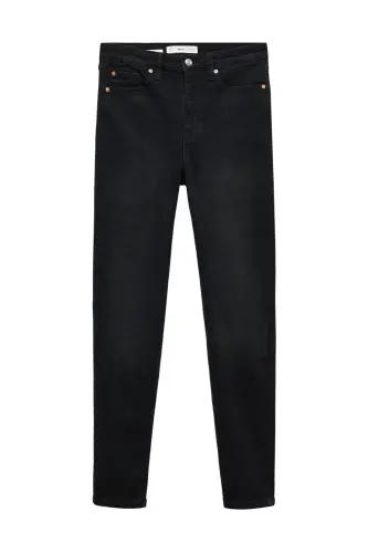 High-rise skinny jeans-Black denim - 5