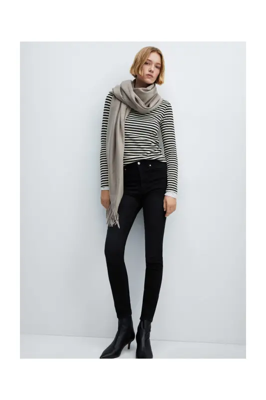 High-rise skinny jeans-Black denim - 7