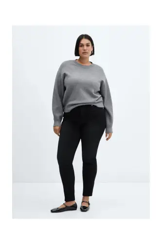 High-rise skinny jeans-Black denim - 8