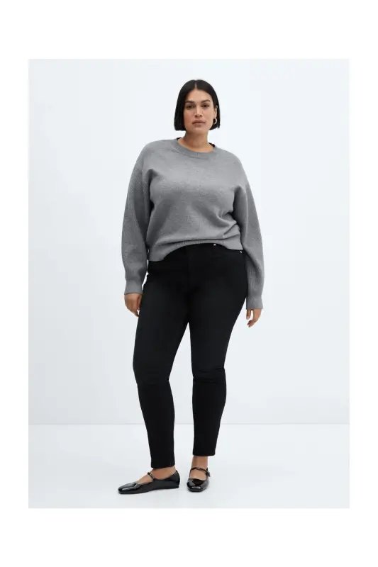 High-rise skinny jeans-Black denim - 8