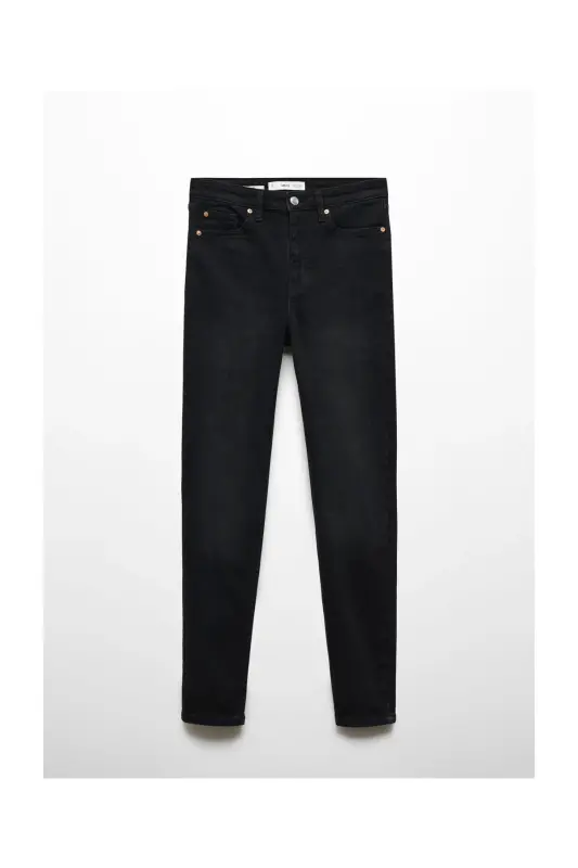 High-rise skinny jeans - Black denim - MANGO WOMAN