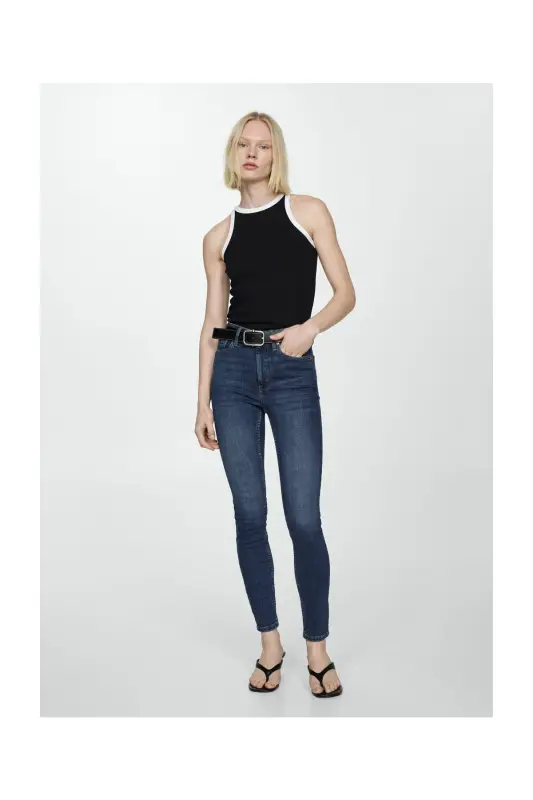 High-rise skinny jeans-Dark Blue - 3