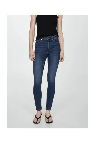 High-rise skinny jeans-Dark Blue - 4