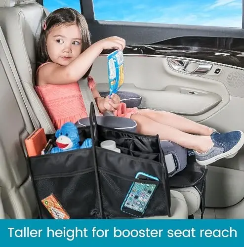 High Road Car Seat Organizer with Cup Holders - Back Seat Organizer for Kids or Front Seat Organizer with Easy Carry Handle - Multipurpose Car Storage Bin for Cars, SUVs and Trucks - 3