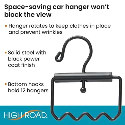 High Road Heavy Duty Car Clothes Hanger with Carry Handle and Hooks for Dry Cleaning, Moving and Road Trips - 3