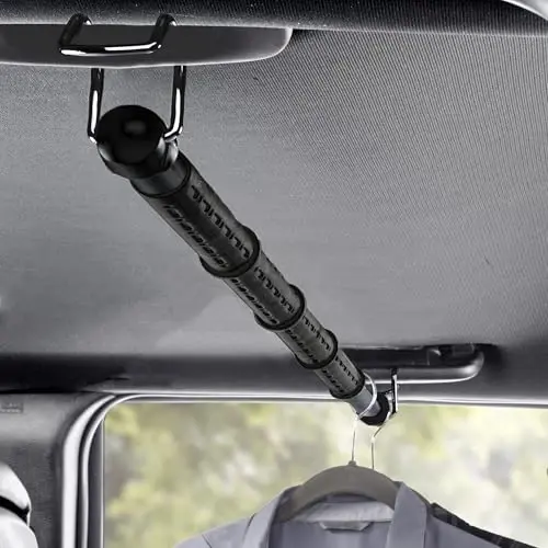 High Road One Piece Carbon Steel Telescoping Clothes Bar For Car or Truck | Car Clothes Hanger Bar With Solid Metal Hangers Expands To 62