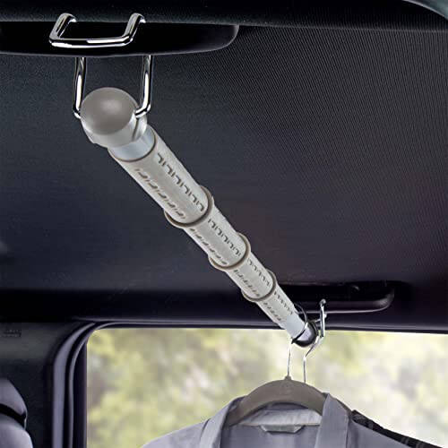 High Road Steel Car Clothes Hanger Bar ile sağlam metal kancalı - Ağır hizmet tipi güçlü ve kırılmaz araba askısı, çoğu arabaya, SUV'ye, kamyonete ve minibüse uyacak şekilde genişler - 2