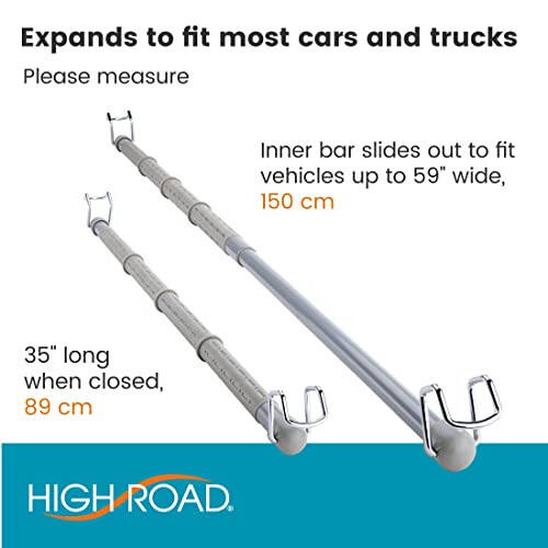 High Road Steel Car Clothes Hanger Bar ile sağlam metal kancalı - Ağır hizmet tipi güçlü ve kırılmaz araba askısı, çoğu arabaya, SUV'ye, kamyonete ve minibüse uyacak şekilde genişler - 6