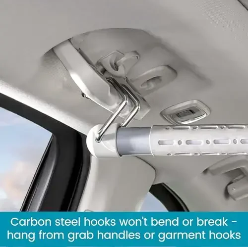 High Road Steel Car Clothes Hanger Bar with Solid Metal Hooks - Heavy Duty Strong and Unbreakable Car Hanger for Clothes, Expands to Fit Most Cars, SUVs, Truck and Vans - 4