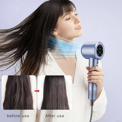 High-Speed Hair Dryer Titanium Edition Blow Dryer Brushless Motor & Ionic Technology 3 Temperature Settings Thermo Control Technology Ergonomic Design (Diffuser+Titanium Dryer) - 5