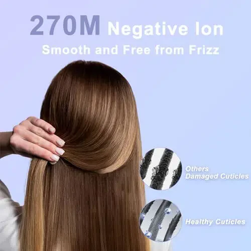 High-Speed Ionic Hair Dryer - 110000 RPM Brushless Motor Negative Ionic Blow Dryers for Fast Drying Quiet Low Noise Thermo-Control Professional Hair-Dryer (White) - 10