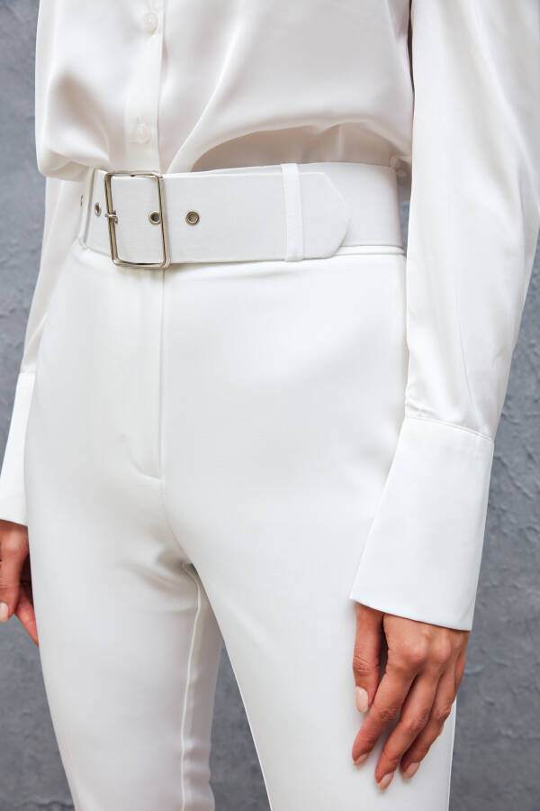 High Waist Belted Trousers - ECRU - 12