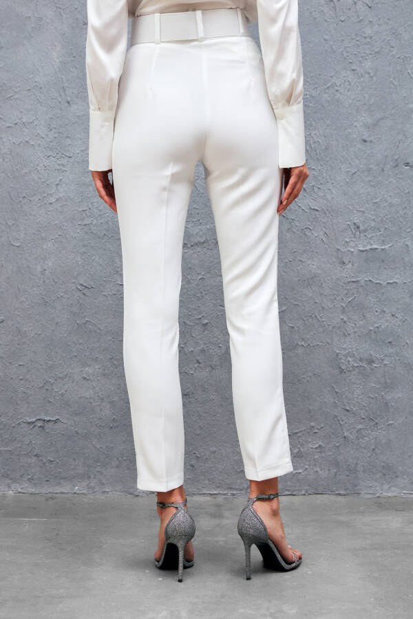 High Waist Belted Trousers - ECRU - 13