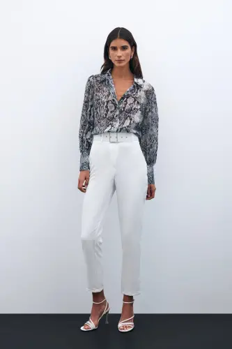 High Waist Belted Trousers - ECRU - 10