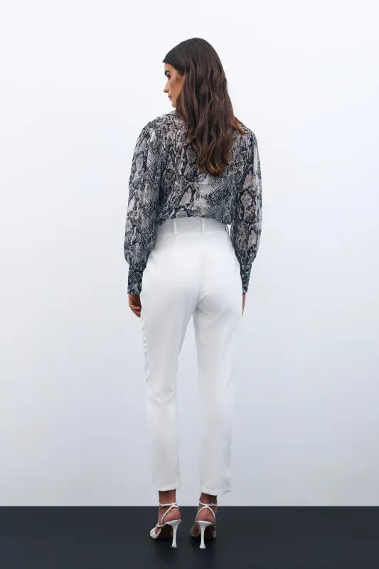 High Waist Belted Trousers - ECRU - 12