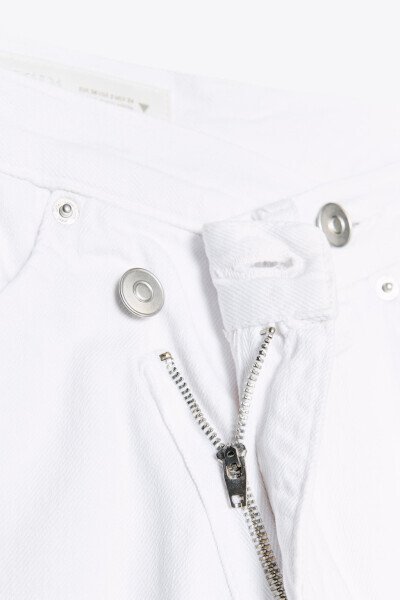 HIGH WAIST CROSS CUT TRF WIDE LEG JEAN-White - 9