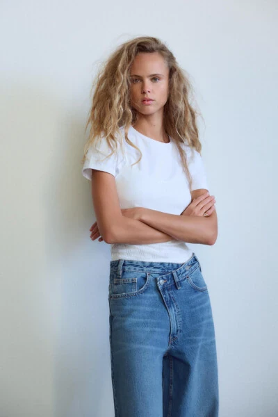 HIGH WAIST CROSSOVER TRF WIDE LEG JEAN-Blue - zara (1)