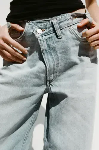 HIGH WAIST CROSSOVER TRF WIDE LEG JEAN-Light blue - ZARA (1)