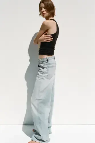 HIGH WAIST CROSSOVER TRF WIDE LEG JEAN-Light blue - 3