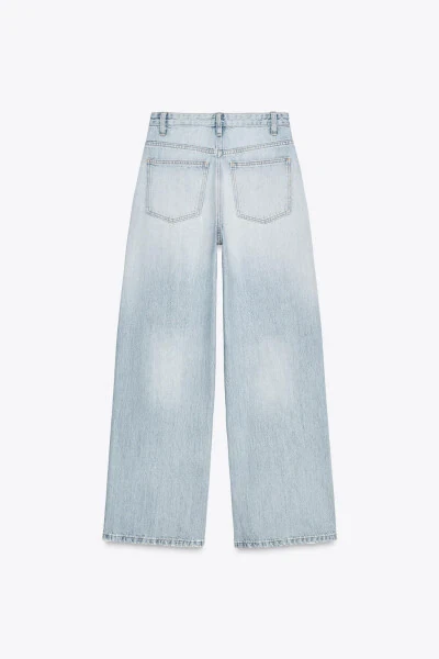 HIGH WAIST CROSSOVER TRF WIDE LEG JEANS-Light blue - 6