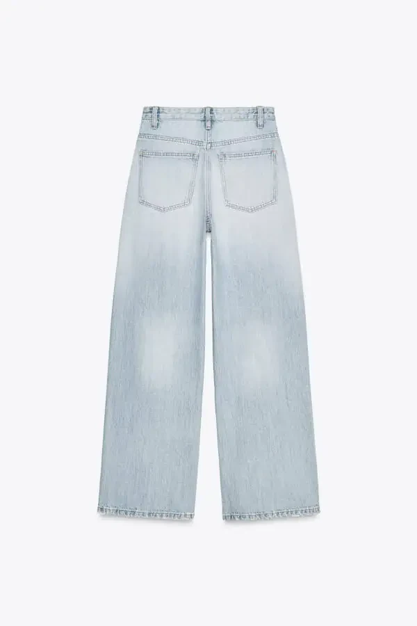 HIGH WAIST CROSSOVER TRF WIDE LEG JEANS-Light blue - 6