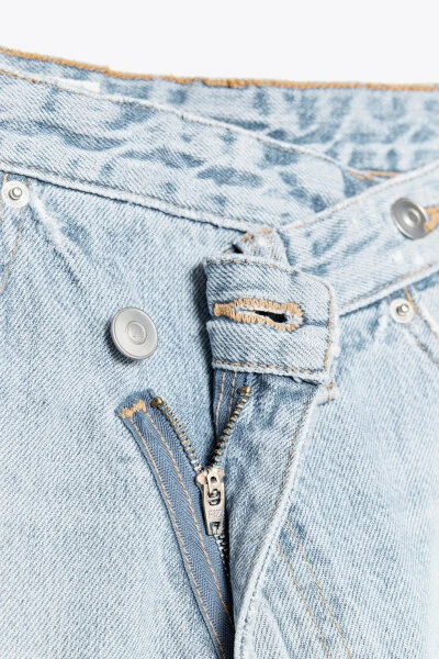 HIGH WAIST CROSSOVER TRF WIDE LEG JEANS-Light blue - 7