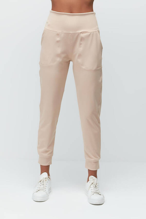 High Waist Cuffed Jogger Sweatpants 811 Beige - 13