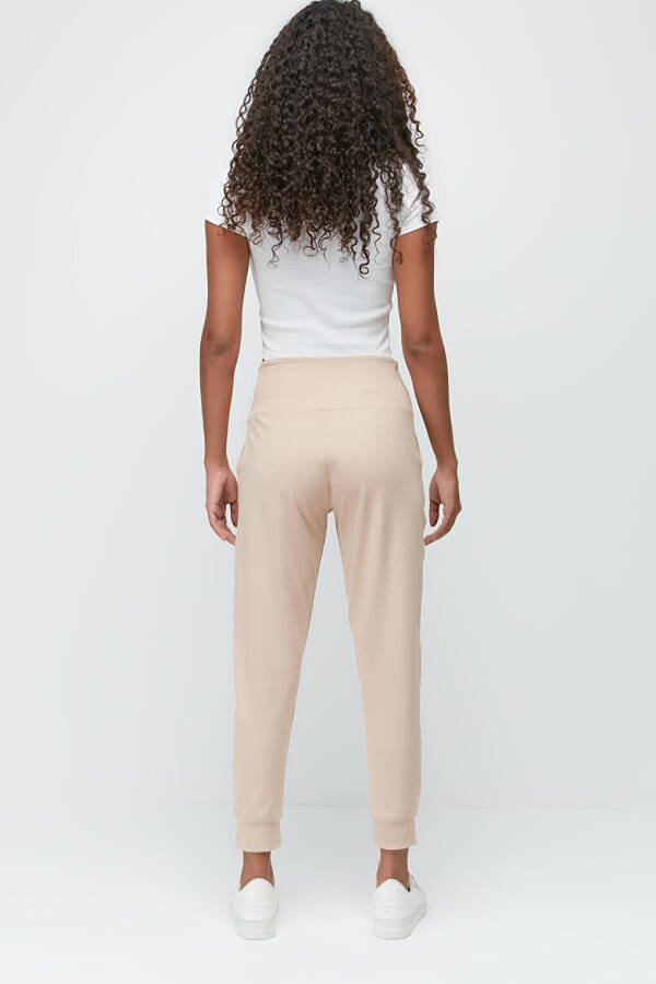 High Waist Cuffed Jogger Sweatpants 811 Beige - 14