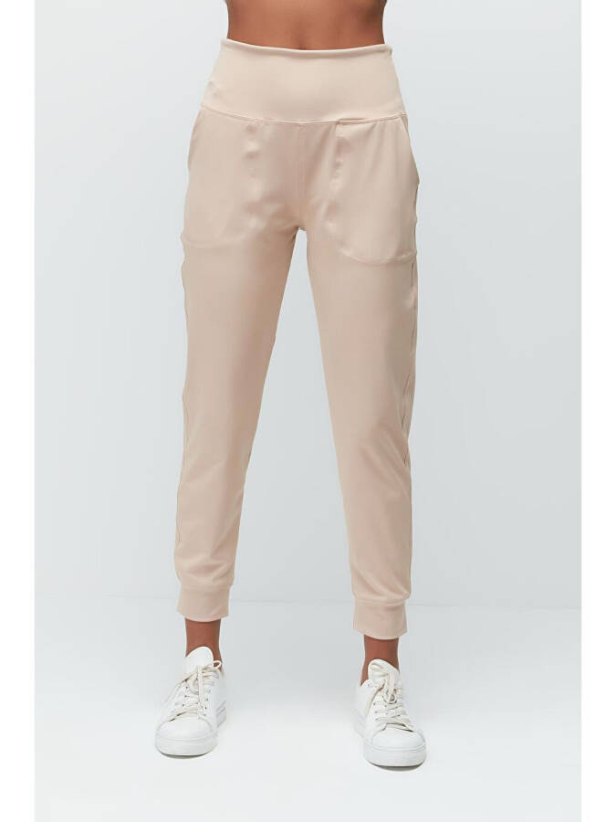 High Waist Cuffed Jogger Sweatpants 811 Beige - 8