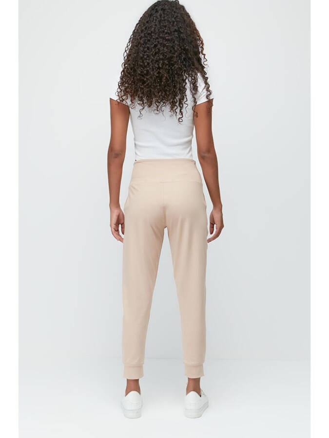 High Waist Cuffed Jogger Sweatpants 811 Beige - 9