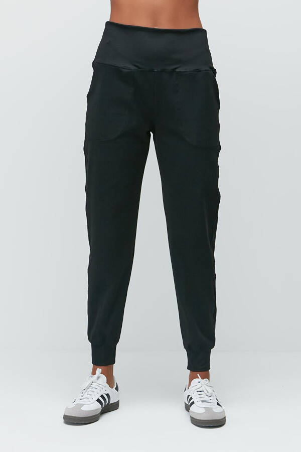 High Waist Cuffed Jogger Sweatpants 811 Black - 17