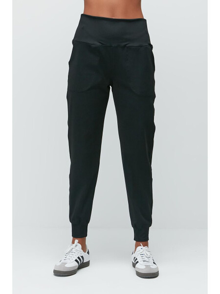 High Waist Cuffed Jogger Sweatpants 811 Black - 11