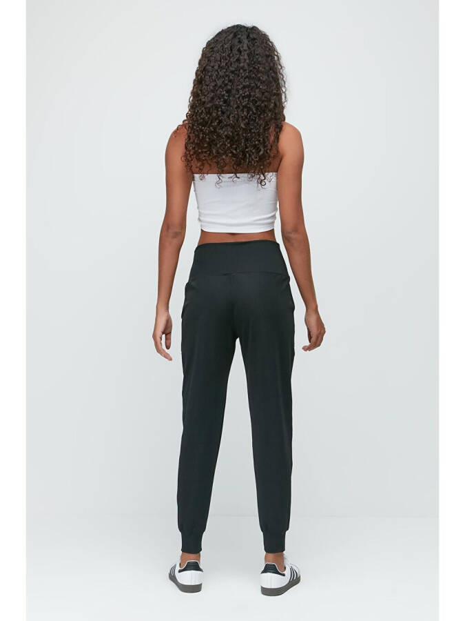 High Waist Cuffed Jogger Sweatpants 811 Black - 12